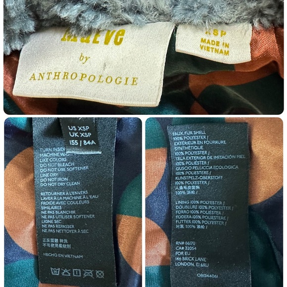 Anthropologie Maeve Lisanne Oversized Faux Fur Coat, Sky Blue - Picture 11 of 15